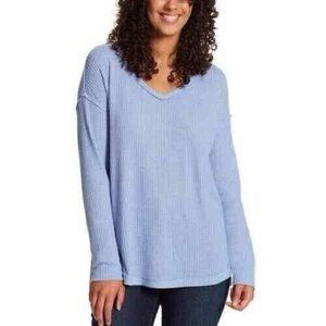 Sky Blue V-Neck Long Sleeve Top